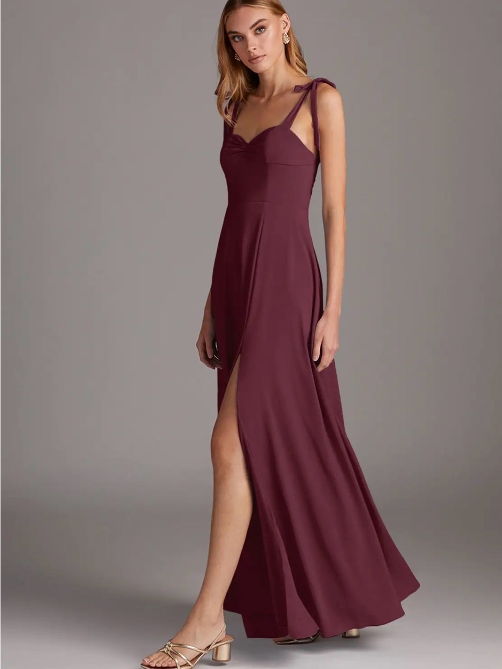 Azazie Marin Black Tie-Shoulder Maxi Dress with High Slit - Picture 2 of 9